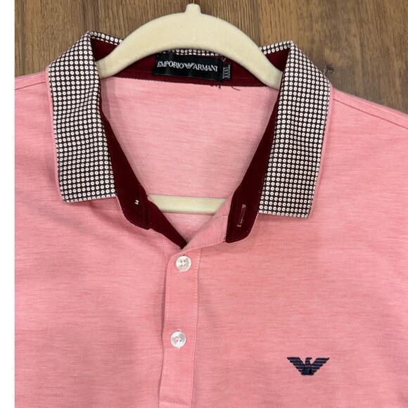 Emporio Armani Slim-Fit Stretch Pique Polo Shirt in Pink with Micro Eagle XXL - Picture 4 of 7